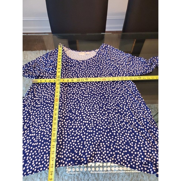 Chico's Blue Polka Dot Rayon Round Neck Long Sleeve Casual Top Blouse (3) XL - Picture 10 of 11